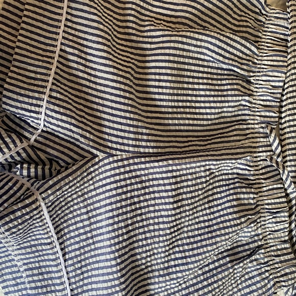Navy blue striped seersucker kikit Boutique two piece pajama set - Picture 5 of 5